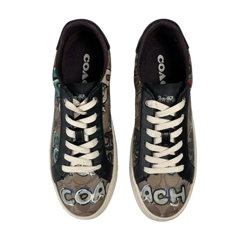 NWT Coach X Clip Mint + Serf Sneakers Sz.9 Low Top Signature Khaki Multi Canvas - Picture 12 of 16